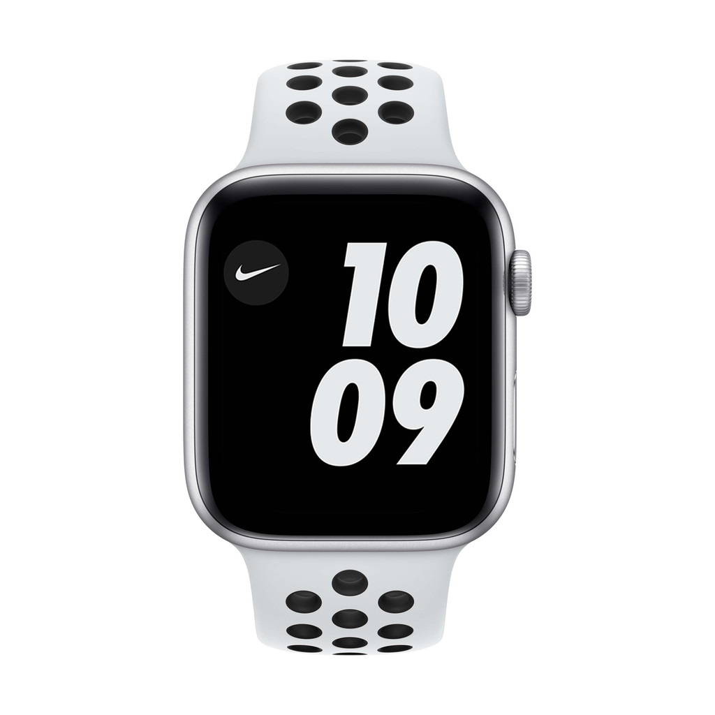 Apple Watch Nike SE 44mm Zilver Aluminium Witte Sportband - Hardloop Horloge .com